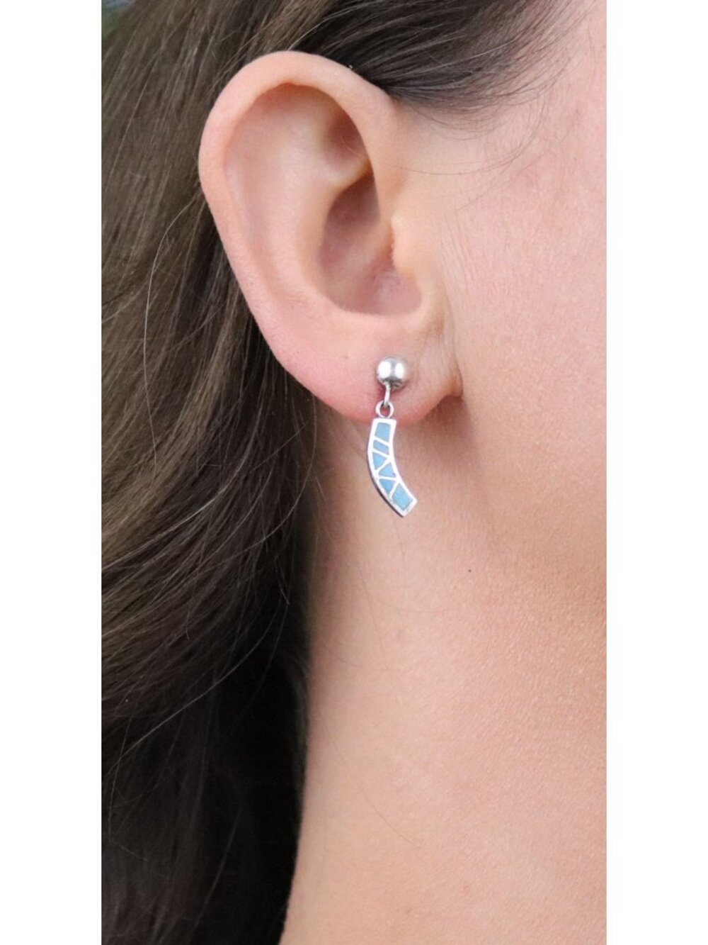 Sterling Silver Natural Turquoise Earrings Dangle Drop 1" x 3/16" inch - Picture 2 of 7
